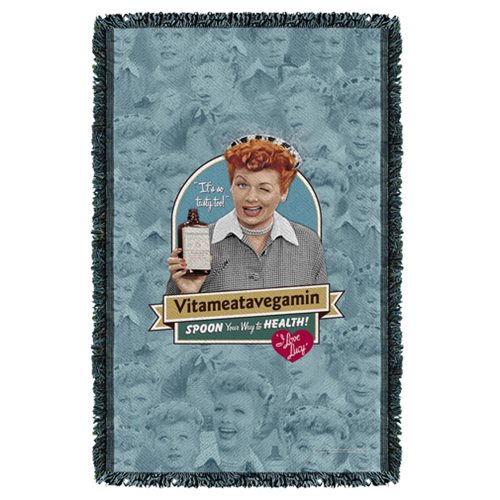 I Love Lucy Vitameatavegamin Woven Tapestry Throw Blanket